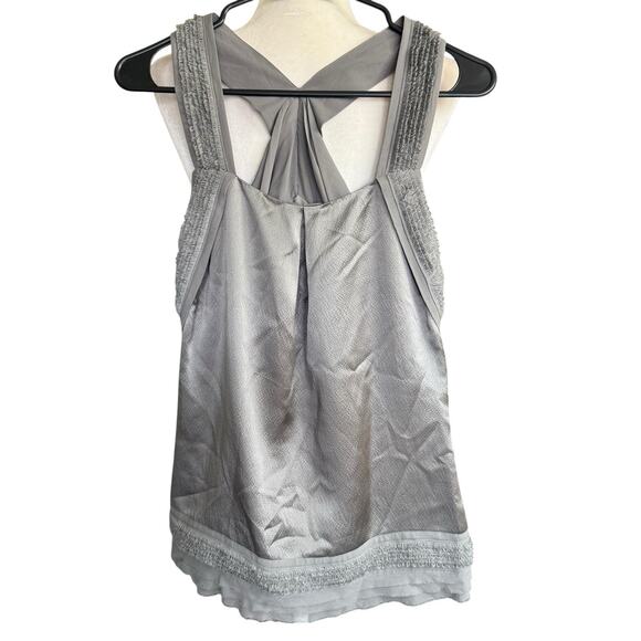 Vtg Y2K 100% Silk Tank Top Gray Sz 0 Fairy Whimsifairy Romantic Feminine Whimsy - Picture 1 of 8